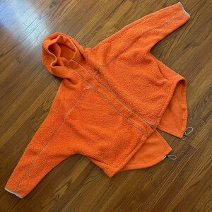 Urban Outfitters Vibrant Orange Fleece Hoodie with Grey Piping